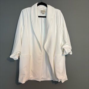 Elegant Plus Size White Women's Blazer